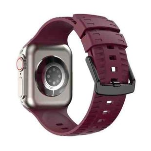 Tire Texture Silicone Watch Band For Apple Watch Series 5 44mm(Wine Red)