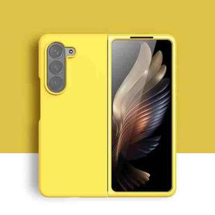 For Samsung Galaxy Z Fold5 Silicone Skin Feel Folding Phone Case(Lemon Yellow)