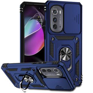 For Motorola Edge 2022 Sliding Camshield Holder Phone Case(Blue)