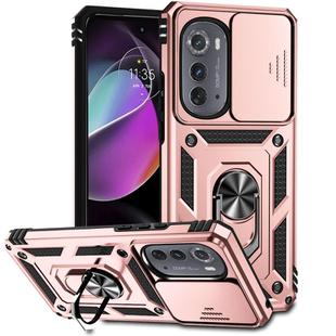 For Motorola Edge 2022 Sliding Camshield Holder Phone Case(Rose Gold)