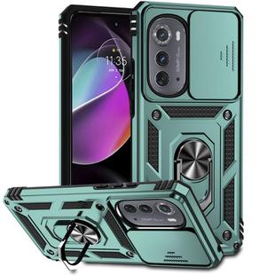 For Motorola Edge 2022 Sliding Camshield Holder Phone Case(Dark Green)