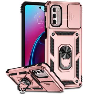 For Motorola Moto G Stylus 4G 2022 Sliding Camshield Holder Phone Case(Rose Gold)