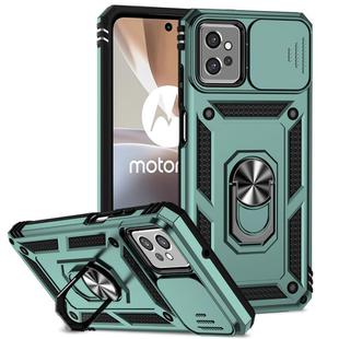 For Motorola Moto G32 Sliding Camshield Holder Phone Case(Dark Green)