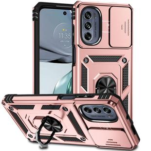 For Motorola Moto G62 5G Sliding Camshield Holder Phone Case(Rose Gold)
