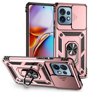 For Motorola Moto X40 Pro Sliding Camshield Holder Phone Case(Rose Gold)