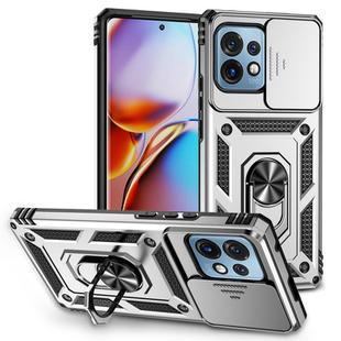 For Motorola Moto X40 Pro Sliding Camshield Holder Phone Case(Silver)