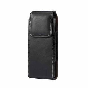 7.8 x 17 x 2.5cm Fold Phone Waist Pack Leather Case(Black)