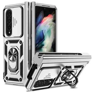 For Samsung Galaxy Z Fold4 Sliding Camshield Holder Phone Case(Silver)