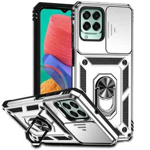 For Samsung Galaxy M33 Sliding Camshield Holder Phone Case(Silver)