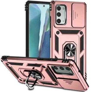 For Samsung Galaxy Note20 Sliding Camshield Holder Phone Case(Rose Gold)
