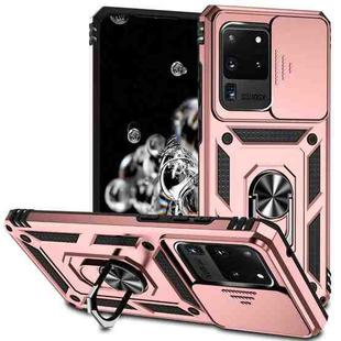 For Samsung Galaxy S20 Ultra Sliding Camshield Holder Phone Case(Rose Gold)