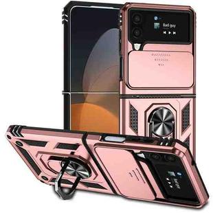 For Samsung Galaxy Z Flip4 Sliding Camshield Holder Phone Case(Rose Gold)