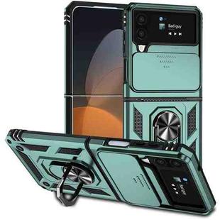 For Samsung Galaxy Z Flip4 Sliding Camshield Holder Phone Case(Dark Green)