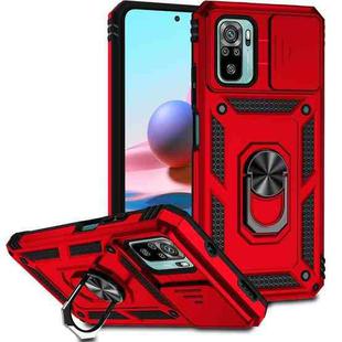 For Xiaomi Redmi Note 10 Sliding Camshield Holder Phone Case(Red)