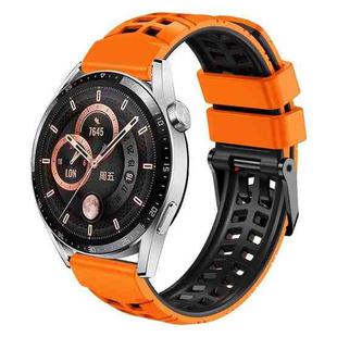For Huawei Watch4 / 4 Pro / Watch3 / 3 Pro 22mm Double-row Hole Two-color Silicone Watch Band(Orange Black)