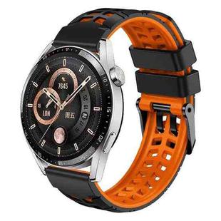 For Huawei Watch4 / 4 Pro / Watch3 / 3 Pro 22mm Double-row Hole Two-color Silicone Watch Band(Black Orange)