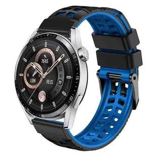 For Huawei Watch4 / 4 Pro / Watch3 / 3 Pro 22mm Double-row Hole Two-color Silicone Watch Band(Black Blue)