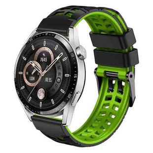 For Huawei Watch4 / 4 Pro / Watch3 / 3 Pro 22mm Double-row Hole Two-color Silicone Watch Band(Black Green)