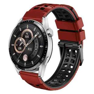 For Huawei Watch4 / 4 Pro / Watch3 / 3 Pro 22mm Double-row Hole Two-color Silicone Watch Band(Red Black)