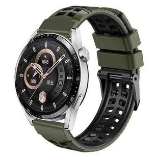 For Huawei Watch4 / 4 Pro / Watch3 / 3 Pro 22mm Double-row Hole Two-color Silicone Watch Band(Army Green Black)