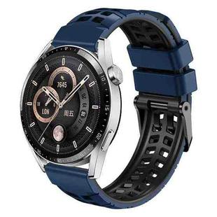 For Huawei Watch4 / 4 Pro / Watch3 / 3 Pro 22mm Double-row Hole Two-color Silicone Watch Band(Midnight Blue Black)