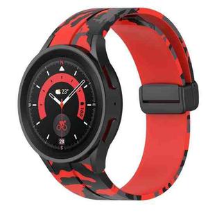 For Samsung Galaxy Watch5 / 5 Pro / Watch 4 / 4 Classic Magnetic Clasp Camouflage Silicone Watch Band(Camouflage Red)