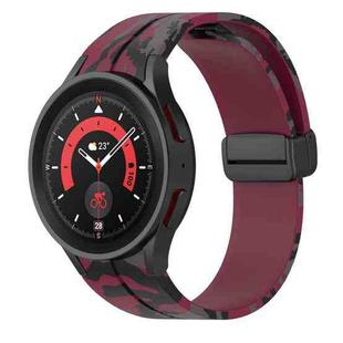 For Samsung Galaxy Watch5 / 5 Pro / Watch 4 / 4 Classic Magnetic Clasp Camouflage Silicone Watch Band(Camouflage Wine Red)