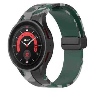 For Samsung Galaxy Watch5 / 5 Pro / Watch 4 / 4 Classic Magnetic Clasp Camouflage Silicone Watch Band(Camouflage Dark Green)