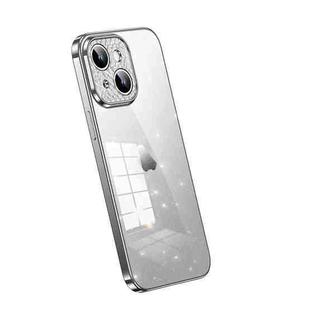 For iPhone 14 Plus SULADA Electroplated Transparent Glittery TPU Phone Case(Silver)