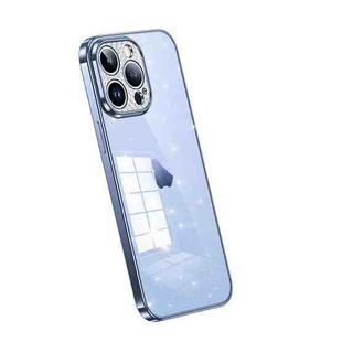 For iPhone 14 Pro SULADA Electroplated Transparent Glittery TPU Phone Case(Blue)