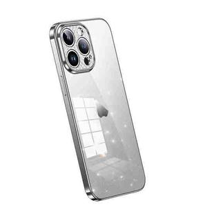 For iPhone 14 Pro Max SULADA Electroplated Transparent Glittery TPU Phone Case(Silver)