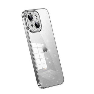 For iPhone 15 Plus SULADA Electroplated Transparent Glittery TPU Phone Case(Silver)