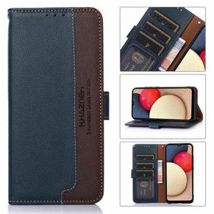 For iPhone 15 Plus KHAZNEH Litchi Texture Leather RFID Phone Case(Blue)