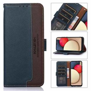 For iPhone 14 Plus KHAZNEH Litchi Texture Leather RFID Phone Case(Blue)