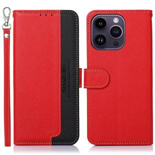 For iPhone 16 Pro KHAZNEH Litchi Texture Leather RFID Phone Case(Red)