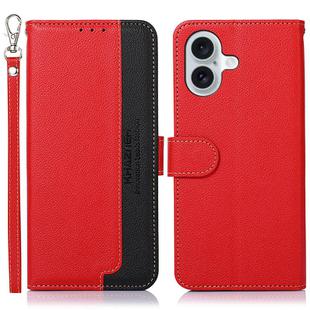 For iPhone 16 KHAZNEH Litchi Texture Leather RFID Phone Case(Red)