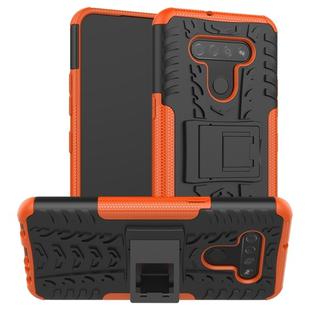 For LG K51 Tire Texture Shockproof TPU+PC Protective Case with Holder(Orange)