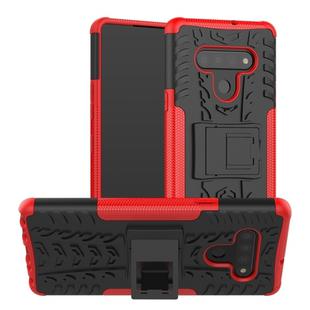 For LG Stylo 6 Tire Texture Shockproof TPU+PC Protective Case with Holder(Red)