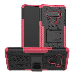 For LG Stylo 6 Tire Texture Shockproof TPU+PC Protective Case with Holder(Pink)