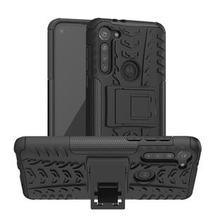 For Motorola Moto G8 Power Tire Texture Shockproof TPU+PC Protective Case with Holder(Black)