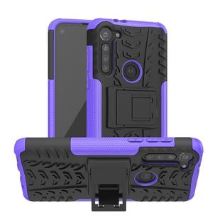 For Motorola Moto G8 Power Tire Texture Shockproof TPU+PC Protective Case with Holder(Purple)