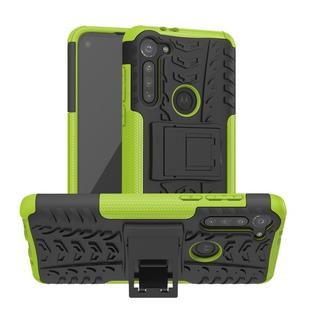 For Motorola Moto G8 Power Tire Texture Shockproof TPU+PC Protective Case with Holder(Green)