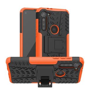 For Motorola Moto G8 Power Tire Texture Shockproof TPU+PC Protective Case with Holder(Orange)