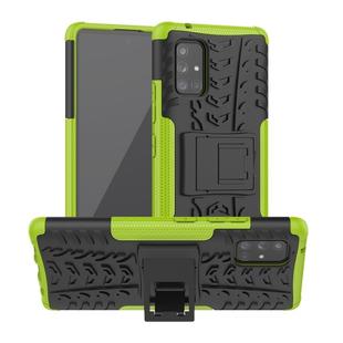 For Samsung Galaxy A71 5G Tire Texture Shockproof TPU+PC Protective Case with Holder(Green)
