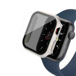 For Apple Watch 4 44mm Frosted PC + Anti-spy Tempered Film Integrated Watch Protective Case(Starlight Silver)