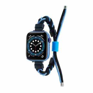 Silicone Bean Braided Cord Nylon Watch Band For Apple Watch 38mm(Black Blue)