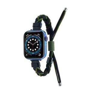 Silicone Bean Braided Cord Nylon Watch Band For Apple Watch 9 45mm(Black Green)