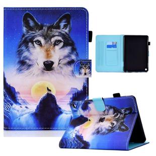 For Amazon Fire Max 11 2023 Colored Drawing Smart Leather Tablet Case(Wolf)