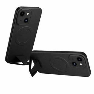 For iPhone 13 SULADA Folding Holder Lambskin Texture MagSafe Phone Case(Black)
