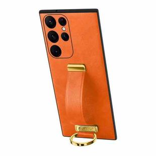 For Samsung Galaxy S24 Ultra 5G SULADA PC + Leather Texture Skin Feel Shockproof Phone Case(Orange)